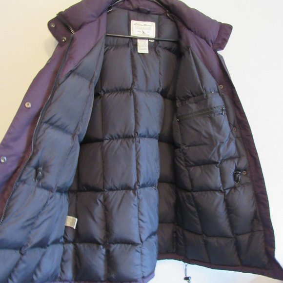 Eddie Bauer Jackets & Blazers - Eddie Bauer Purple Goose Down Puffer Coat Jacket Mid Length Wool Blend Women M